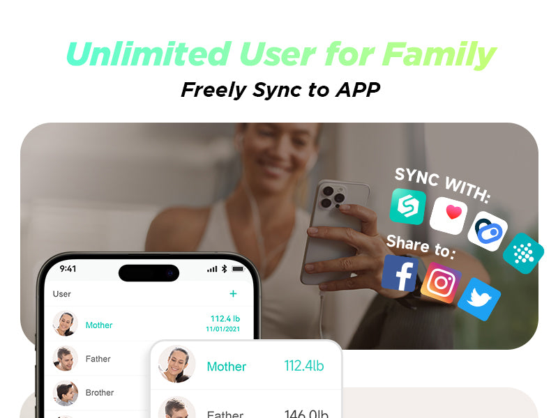 Unlimited users for family, freely sync to APP