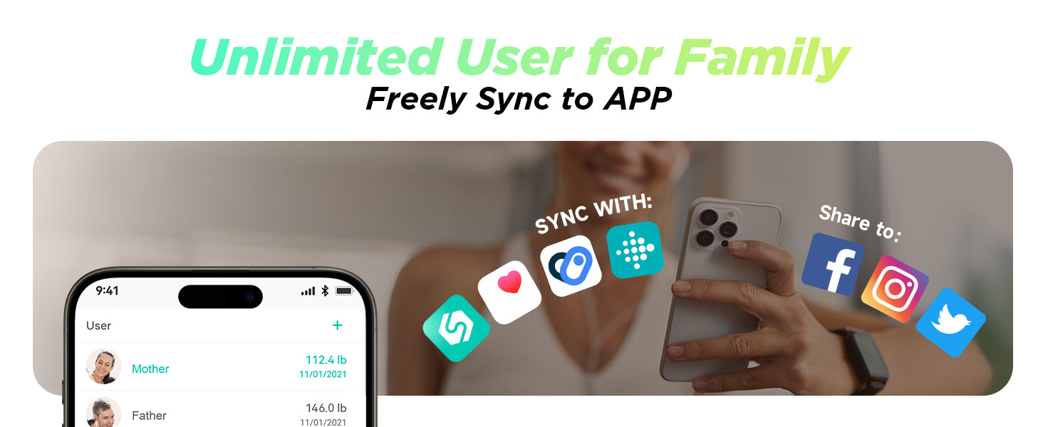 Unlimited users for family, freely sync to APP